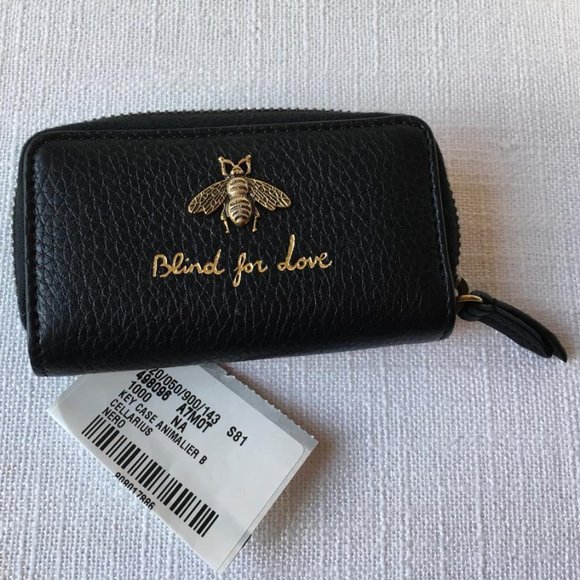 Gucci Woman Key Case Blind For Love Black DM89 - Picture 3 of 8